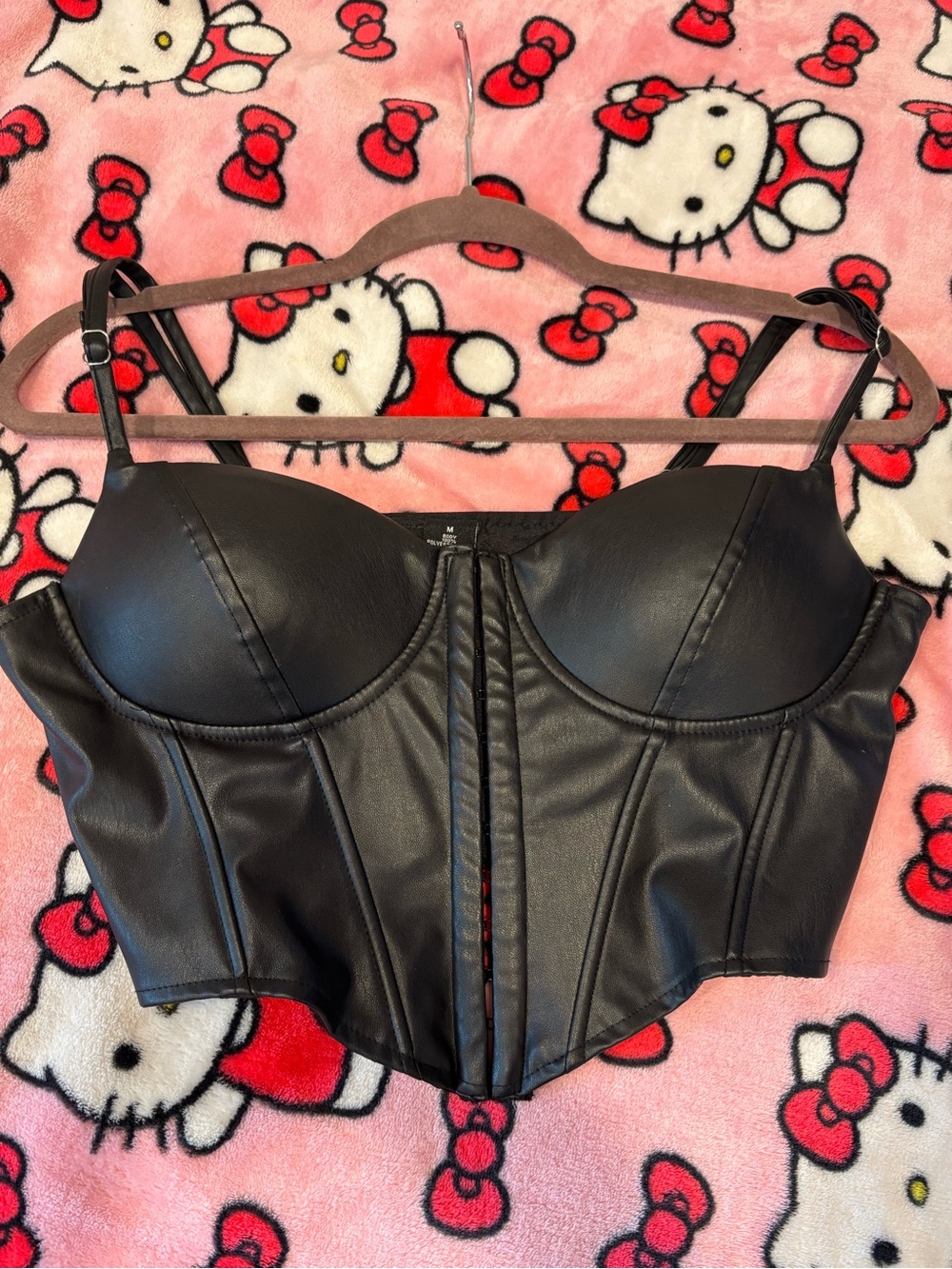 Windsor Black Faux Leather Corset Crop Top